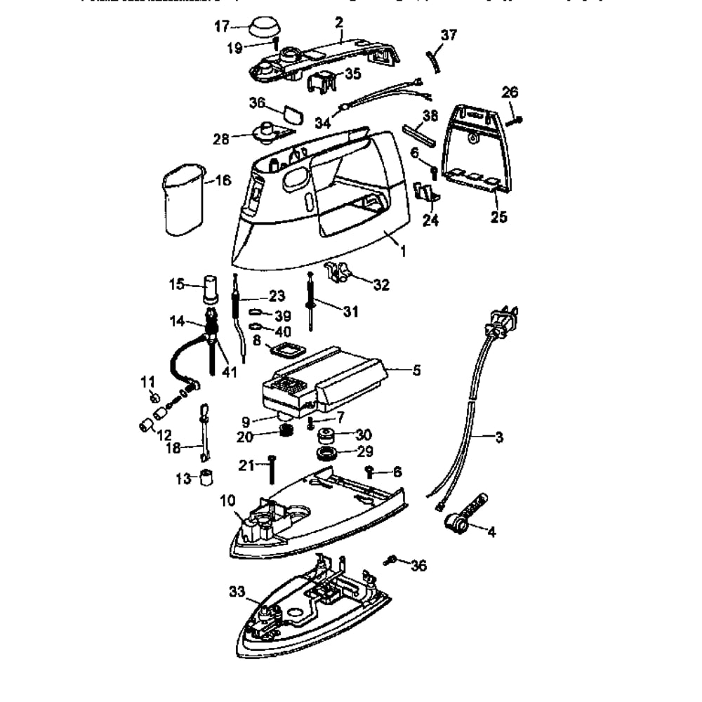 Replacement Parts Diagram and Parts List for F550STYPE1  Black and Decker Iron
